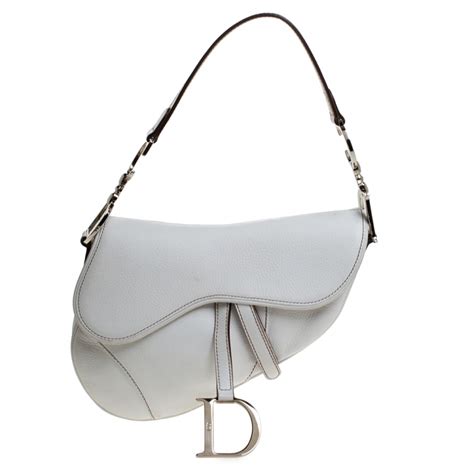 christian dior white leather saddle bag|christian dior kidney bag.